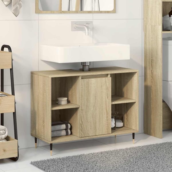 vidaXL Baderomsskap høyglans hvit 80x33x60 cm konstruert tre