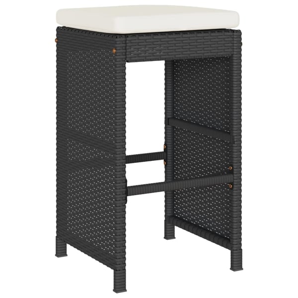 vidaXL barstole til haven med hynder 2 stk. polyrattan sort