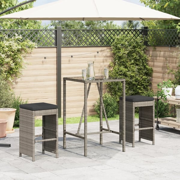 vidaXL barstole til haven med hynder 2 stk. polyrattan grå