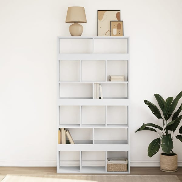 vidaXL Bokhylle hvit 100x33x187,5 cm konstruert tre