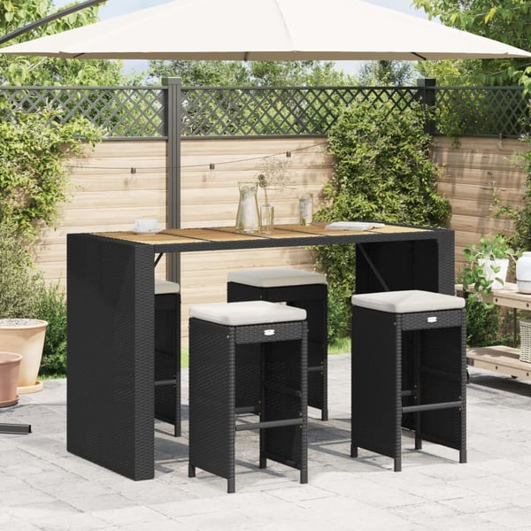 vidaXL barstole til haven med hynder 4 stk. polyrattan sort