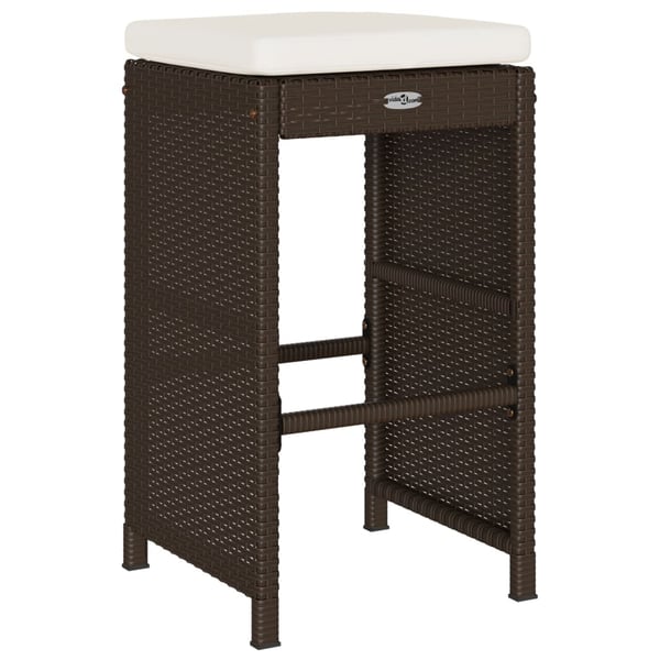 vidaXL udendørs barstole med hynder 2 stk. polyrattan brun