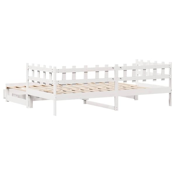 vidaXL Uttrekkbar dagseng med skuffer uten madrass hvit 90x190 cm