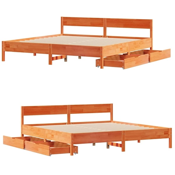 vidaXL Sengeramme uten madrass voksbrun 160x200 cm heltre furu