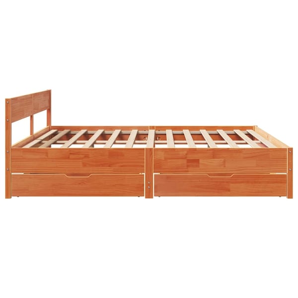 vidaXL Sengeramme uten madrass voksbrun 160x200 cm heltre furu