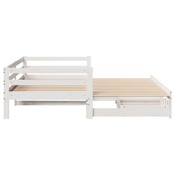 vidaXL Uttrekkbar dagseng med skuffer uten madrass hvit 90x190 cm