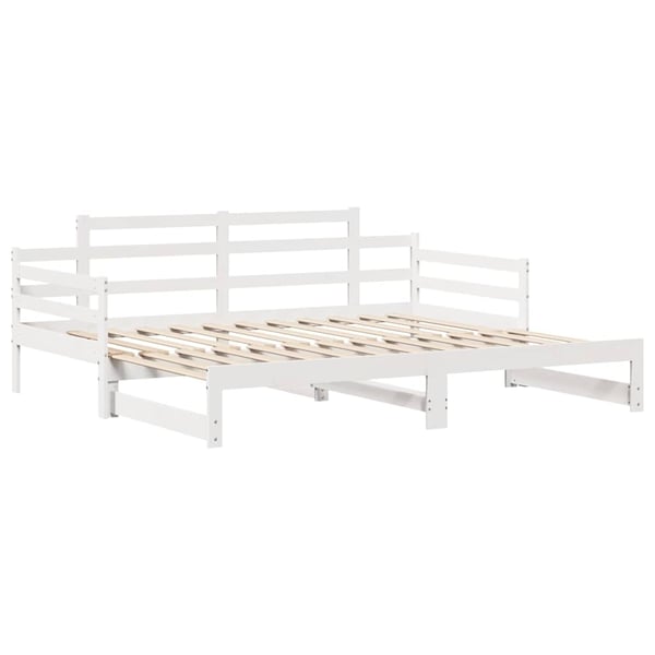vidaXL Uttrekkbar dagseng med skuffer uten madrass hvit 90x200 cm