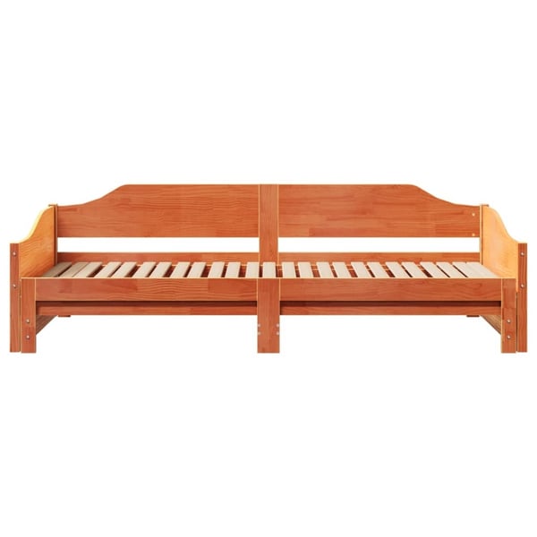 vidaXL Uttrekkbar dagseng voksbrun 90x200 cm heltre furu
