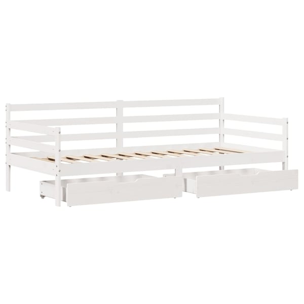 vidaXL Dagseng med skuffer hvit 90x200 cm heltre furu