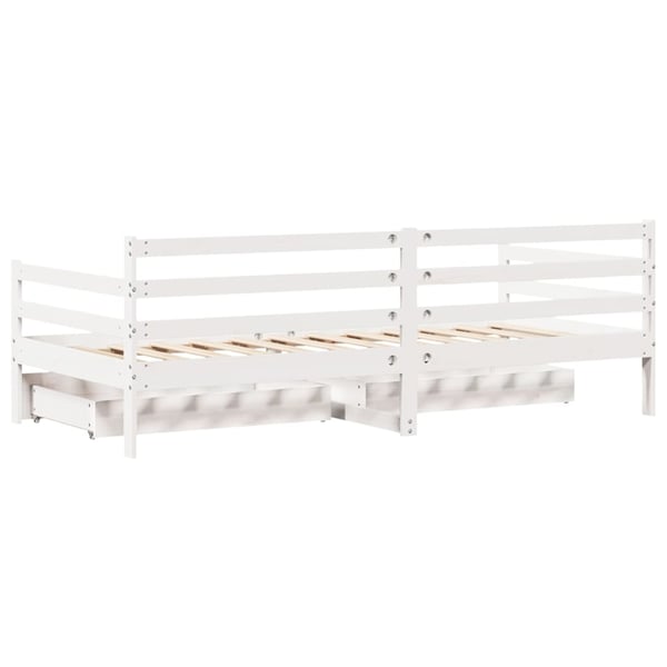 vidaXL Dagseng med skuffer hvit 90x200 cm heltre furu