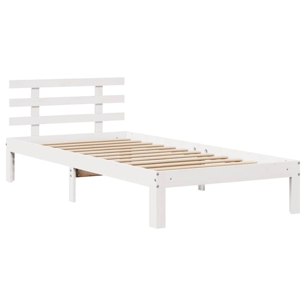 vidaXL Sengeramme med skuffer hvit 75x190 cm heltre furu