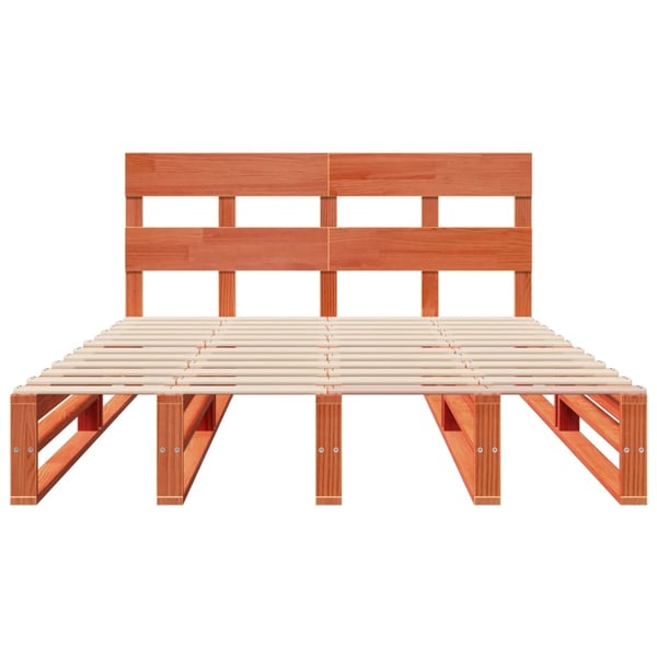 vidaXL sengeramme uden madras 140x190 cm massivt fyrretræ gyldenbrun