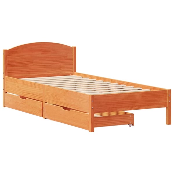 vidaXL sengeramme uden madras 90x190 cm massivt fyrretræ gyldenbrun