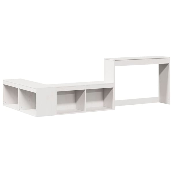 vidaXL Nattbord med skrivebord hvit 222x107x75 cm heltre furu
