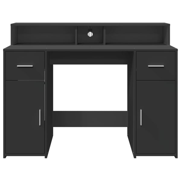 vidaXL Skrivebord med LED-lys svart 120x55x91 cm konstruert tre