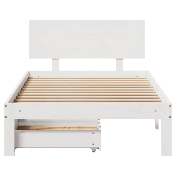 vidaXL Sengeramme med skuffer hvit 90x200 cm heltre furu
