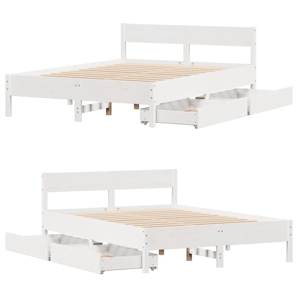 vidaXL Sengeramme uten madrass hvit 150x200 cm heltre furu