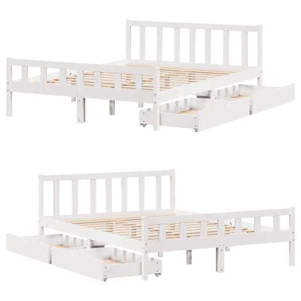 vidaXL Sengeramme uten madrass hvit 160x200 cm heltre furu