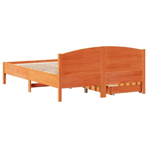 vidaXL sengeramme uden madras 140x190 cm massivt fyrretræ gyldenbrun