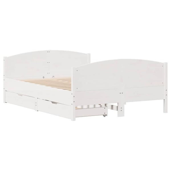 vidaXL sengeramme uden madras 135x190 cm massivt fyrretræ hvid