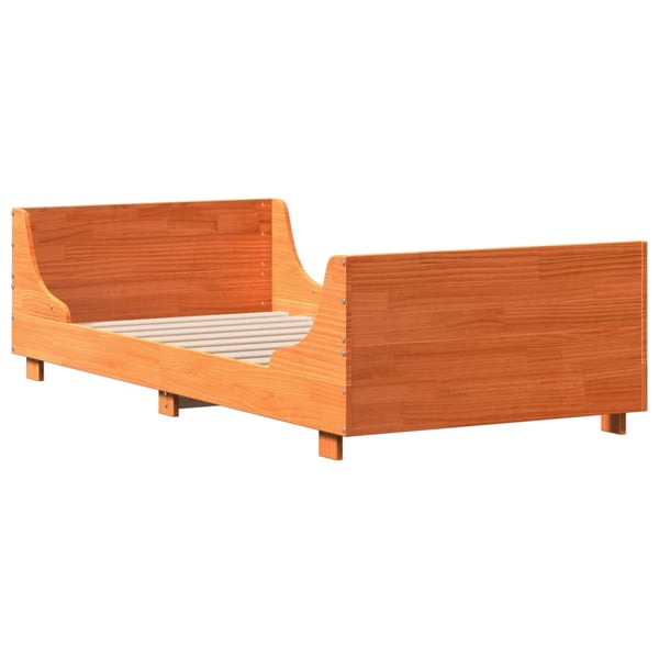 vidaXL Sengeramme uten madrass voksbrun 90x190 cm heltre furu