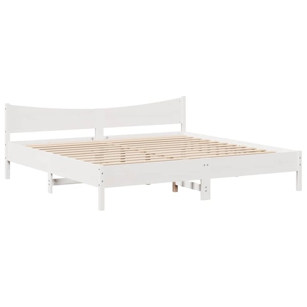 vidaXL Sengeramme med skuffer hvit 200x200 cm heltre furu