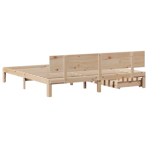 vidaXL Sengeramme med skuffer 200x200 cm heltre furu