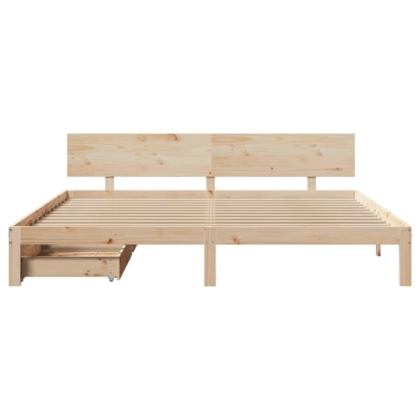 vidaXL Sengeramme med skuffer 200x200 cm heltre furu