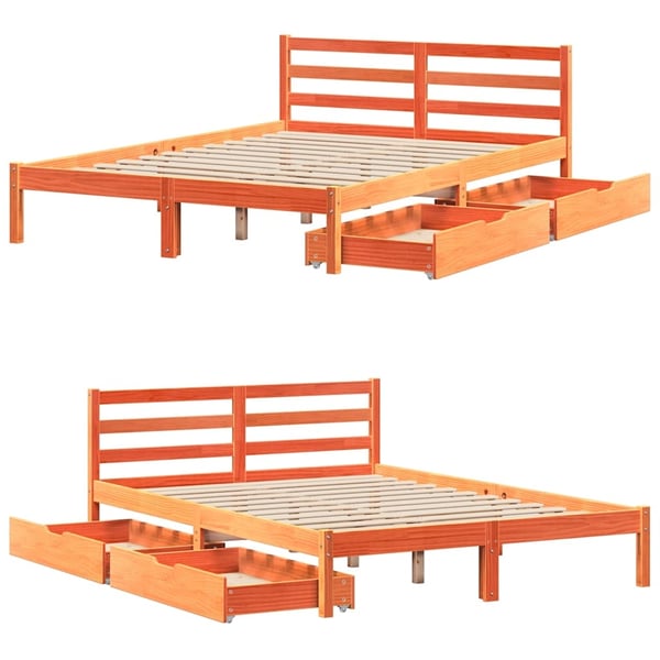 vidaXL Sengeramme uten madrass brun 150x200 cm heltre furu