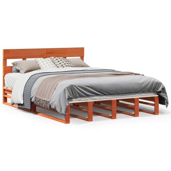 vidaXL Sengeramme uten madrass brun 150x200 cm heltre furu