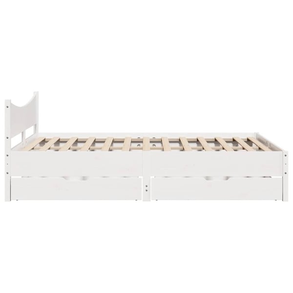 vidaXL Sengeramme med skuffer hvit 150x200 cm heltre furu