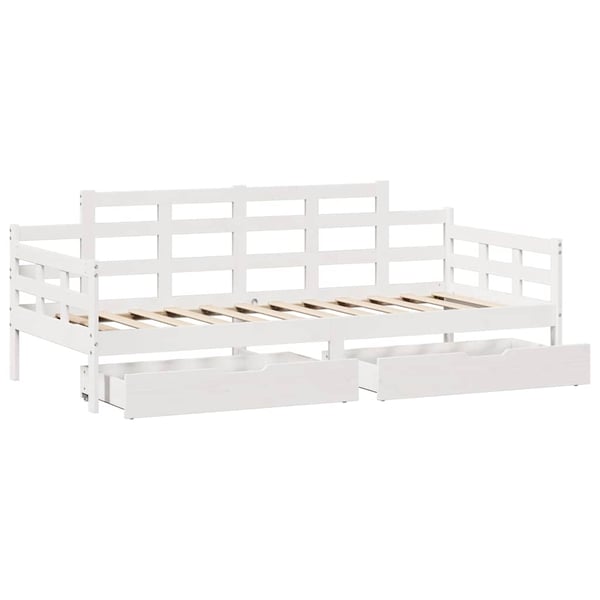 vidaXL Dagseng med skuffer hvit 90x190 cm heltre furu