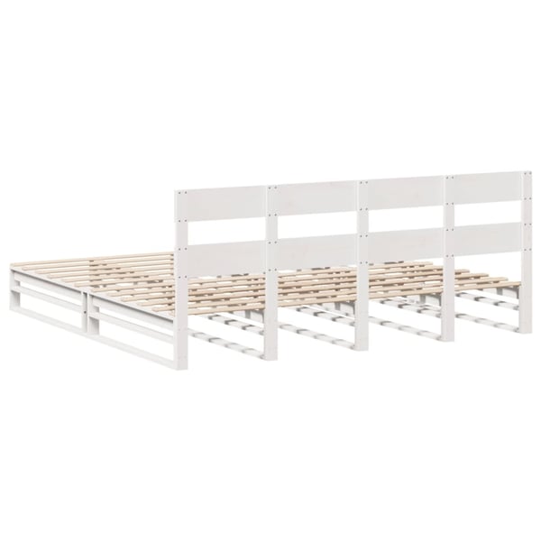 vidaXL Sengeramme med madrass hvit 200x200 cm heltre furu
