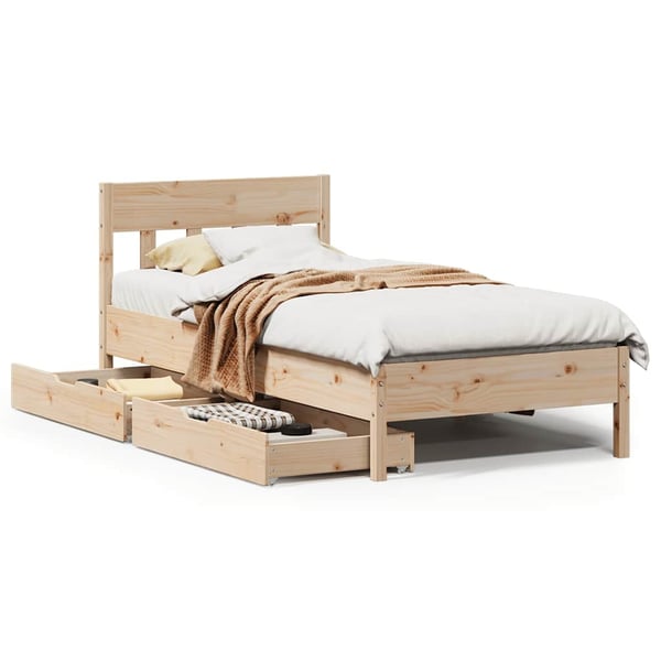 vidaXL Sengeramme uten madrass 75x190 cm heltre furu