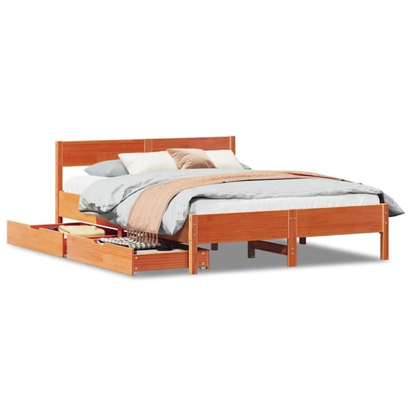 vidaXL Sengeramme uten madrass brun 135x190 cm heltre furu
