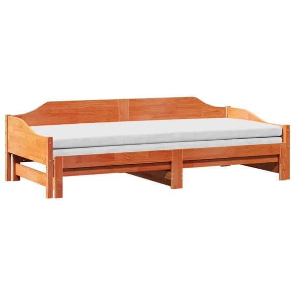vidaXL Uttrekkbar dagseng voksbrun 80x200 cm heltre furu
