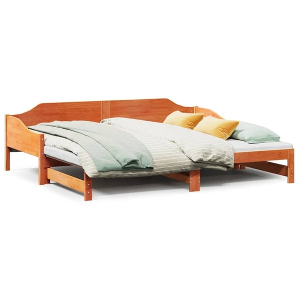 vidaXL Uttrekkbar dagseng voksbrun 80x200 cm heltre furu