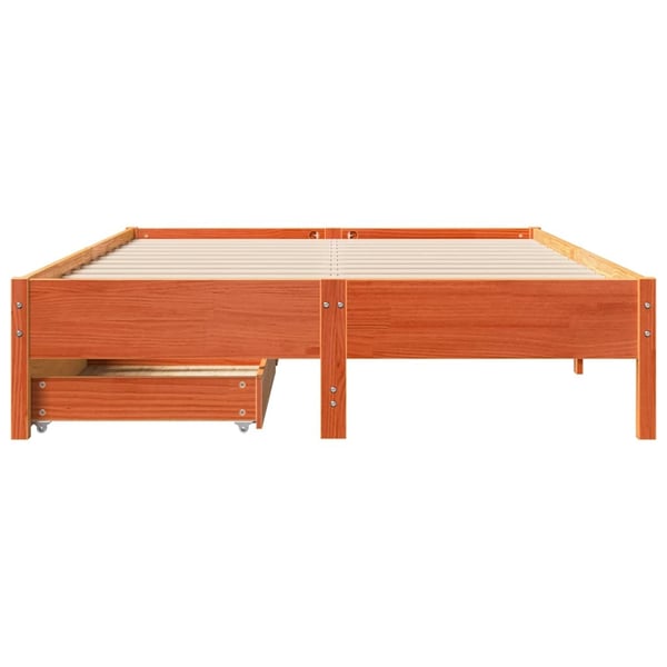 vidaXL Sengeramme uten madrass voksbrun 140x200 cm heltre furu
