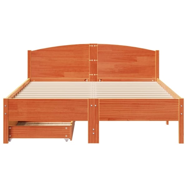 vidaXL Sengeramme uten madrass voksbrun 140x200 cm heltre furu