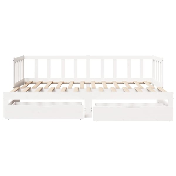 vidaXL daybed med udtræk og skuffer uden madras 90x200 cm hvid
