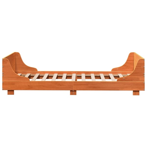 vidaXL Sengeramme uten madrass voksbrun 90x200 cm heltre furu