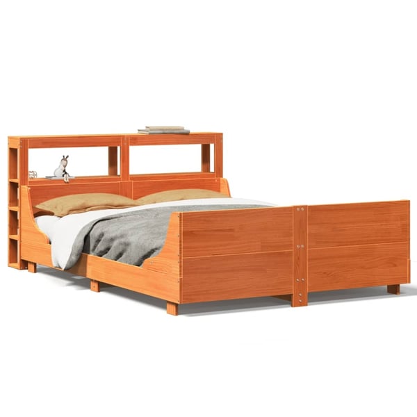 vidaXL Sengeramme uten madrass voksbrun 120x190 cm heltre furu