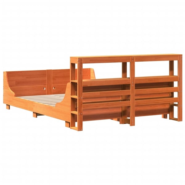 vidaXL Sengeramme uten madrass voksbrun 120x190 cm heltre furu