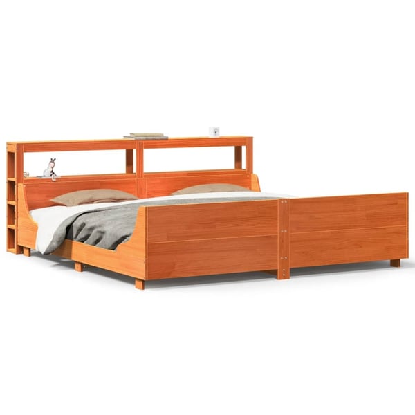 vidaXL Sengeramme uten madrass voksbrun 200x200 cm heltre furu