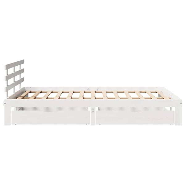 vidaXL Sengeramme med skuffer hvit 135x190 cm heltre furu