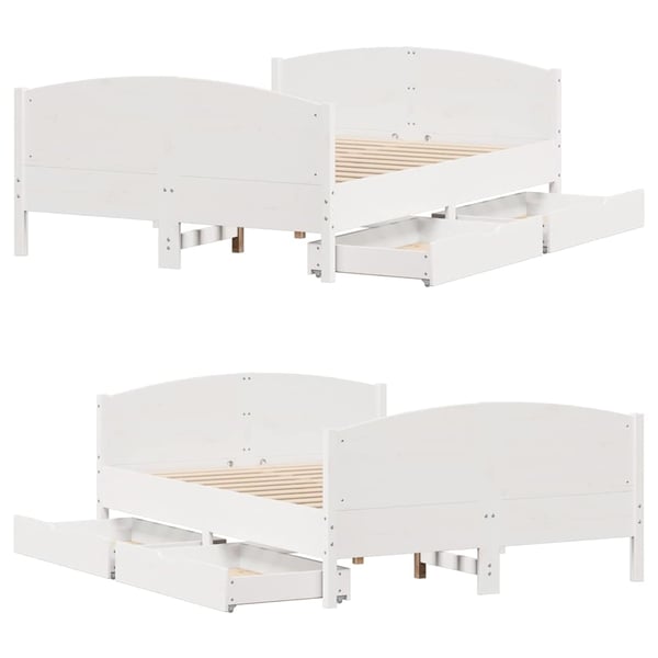 vidaXL Sengeramme uten madrass hvit 150x200 cm heltre furu