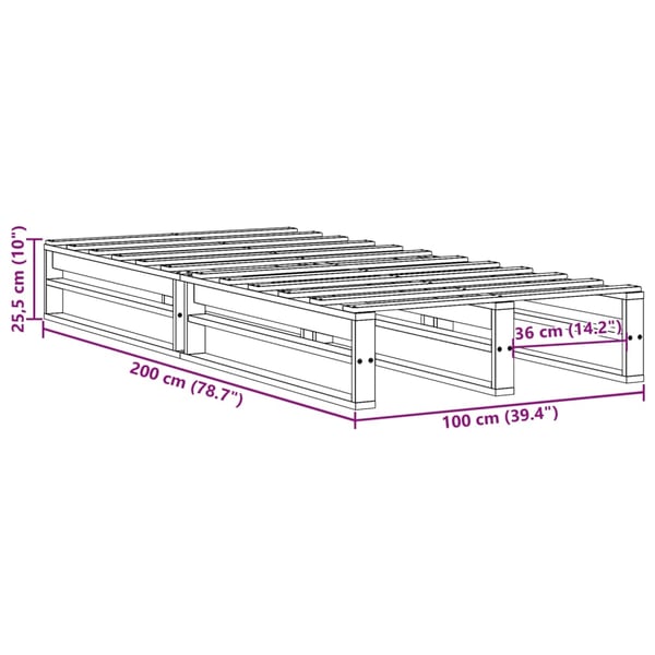 vidaXL Sengeramme uten madrass hvit 100x200 cm heltre furu