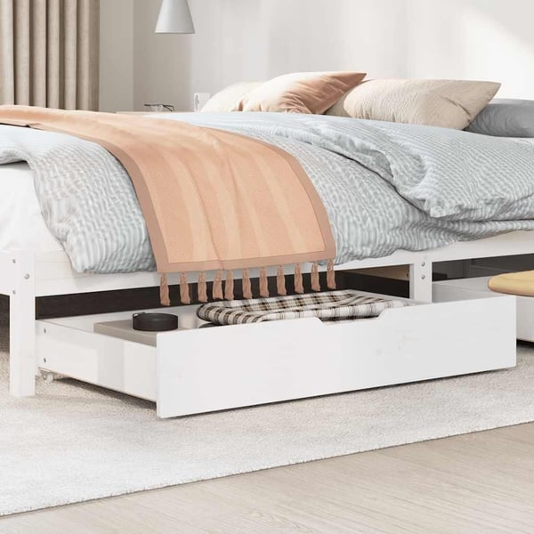 vidaXL Sengeskuffer 2 stk hvit 90x55x17 cm heltre furu