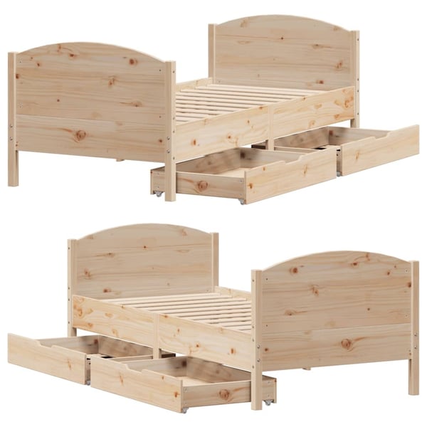 vidaXL Sengeramme uten madrass 75x190 cm heltre furu