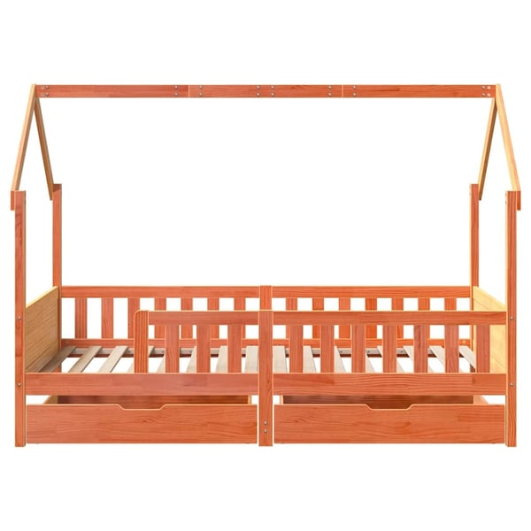 vidaXL Barnesengeramme med skuffer svart 90x200 cm heltre furu